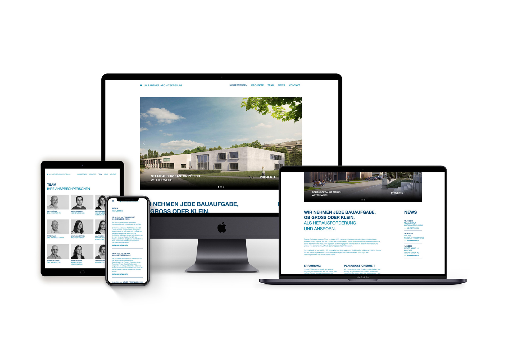 Website von LH Partner Architekten auf allen Devices